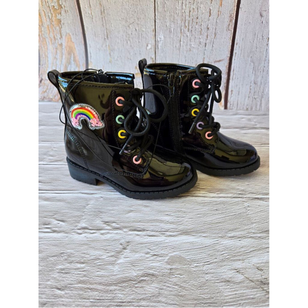 Pop Lil Sybil Black Patent Boots Size 9M Little Girls So Adorable! Zip NWT(C-39)